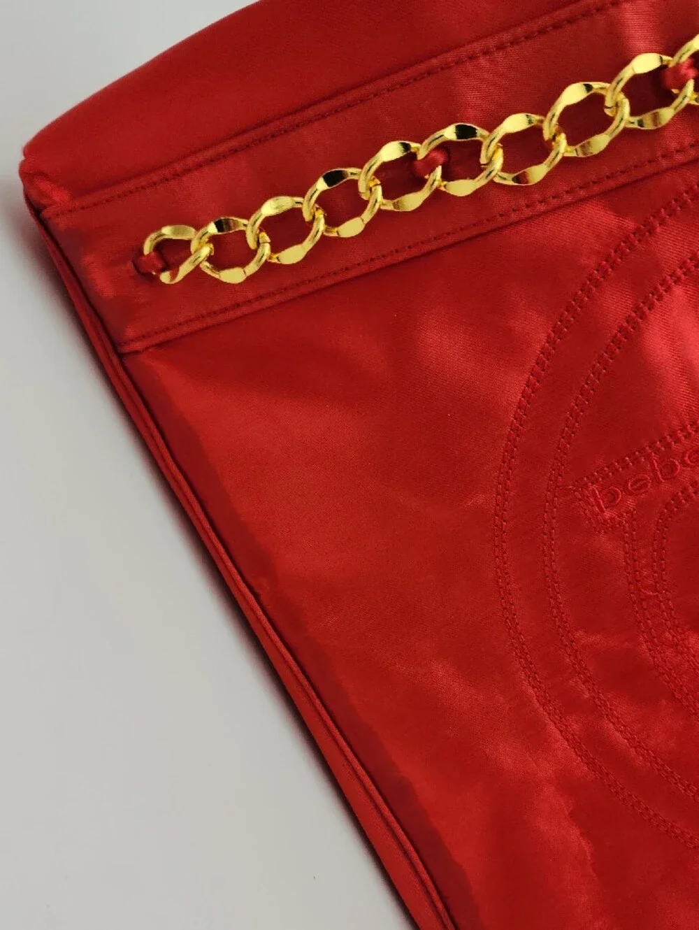 Bebe Satin (Polyester) Chain Tote Bag with Matching Wallet